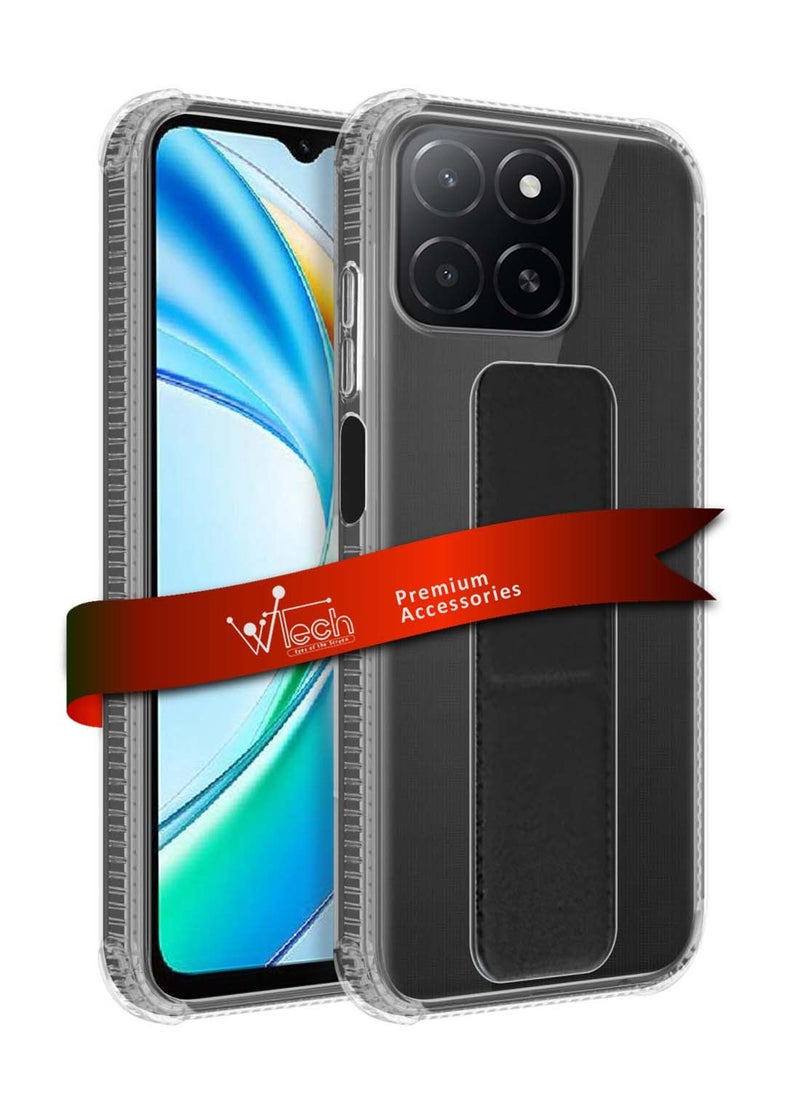 Wtech - Honor X5b / X5b Plus 4G 2024 TPU Hand Grip Air Pillow Case Cover - Clear/Black - Image 1