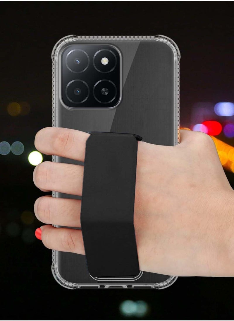 Wtech - Honor X5b / X5b Plus 4G 2024 TPU Hand Grip Air Pillow Case Cover - Clear/Black - Image 1