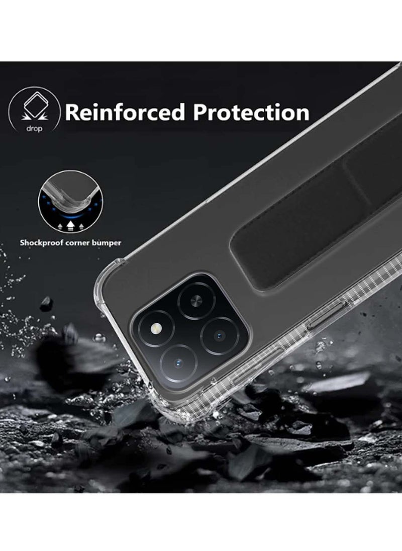 Wtech - Honor X5b / X5b Plus 4G 2024 TPU Hand Grip Air Pillow Case Cover - Clear/Black - Image 1