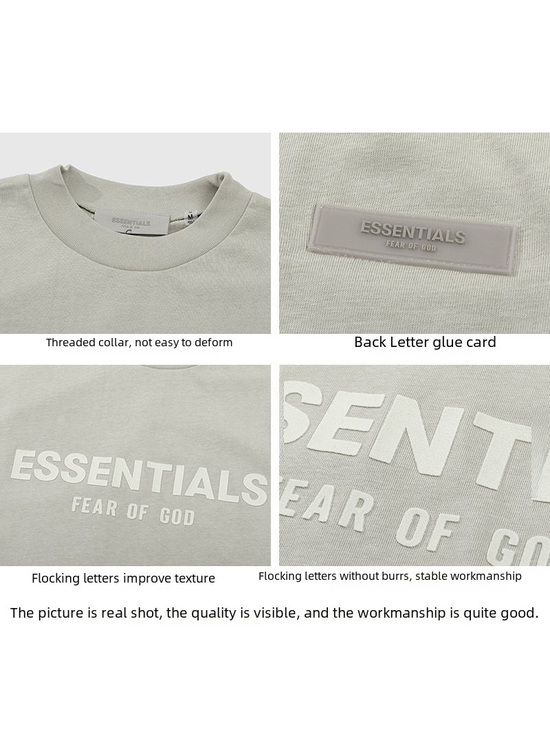 Generic - High-Version FOG ESSENTIALS Velvet Letter Tee Matcha green - Image 1