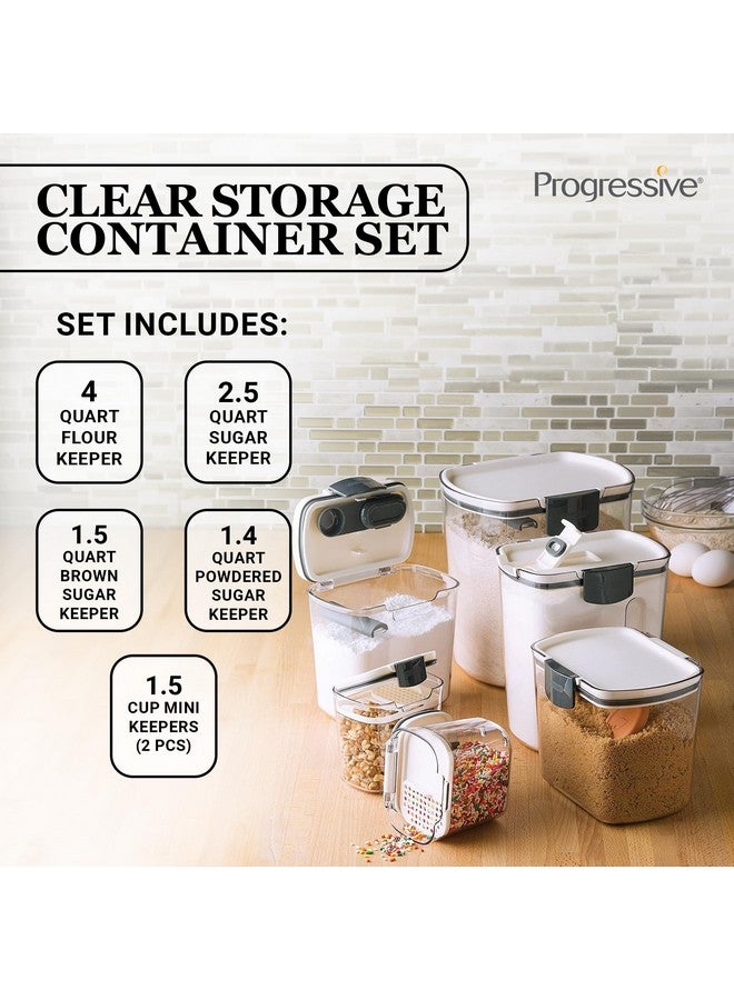 Progressive International Progressive ProKeeper Baker's Airtight Kitchen Storage Canister Container Set for Flour, Sugar & More, Keeps Ingredients Fresh, with Accessories (Multicolor, 6- Piece)  - Image 3