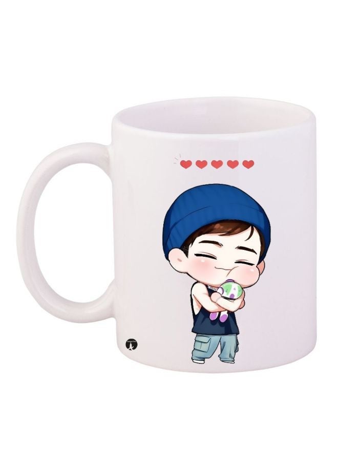Cartoon Boy Printed Coffee Mug White/Blue/Pink 11ounce