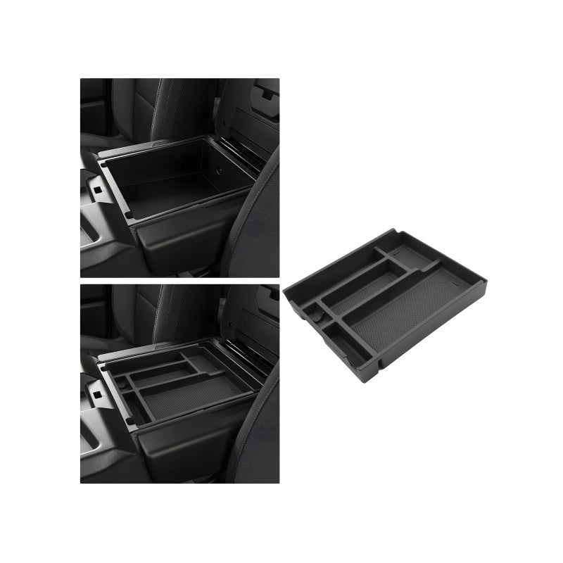WEIPIN for Center Console Tray Compatible with 2019-2026 Chevy Silverado 1500& 2020-2026 Silverado 2500HD 3500HD (Split-Bench Folding Seat) Armrest Storage Box Console Organizer ABS Materials - Image 1