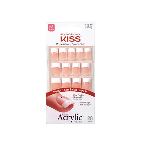 KISS Salon Acrylic French Nails Kit Sugar Rush Medium KSA02 (2 PACK) - Image 1