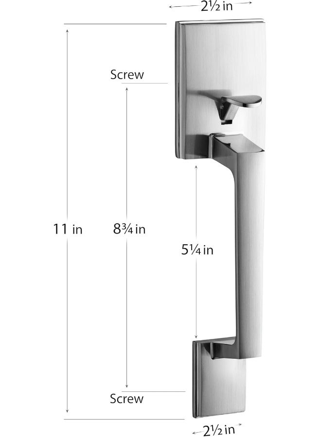 Berlin Modisch Single Cylinder HandleSet with Lever Door Handle Reversible for Right and Left Handed and a Single Cylinder deadbolt Handle Set 11" HandleSet [8 3/4" between screw holes] Silver - Image 2