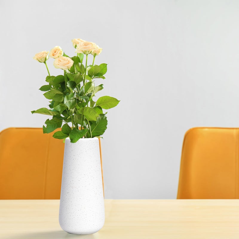 د'يفين ديف D'Vine Dev 8 Inch Ceramic Flower Vase Minimalist Design for Home D؟ Cor Fireplace Bedroom Room Centerpieces Centerpices Office Box Packedged White VS-XH-8SW - Image 2