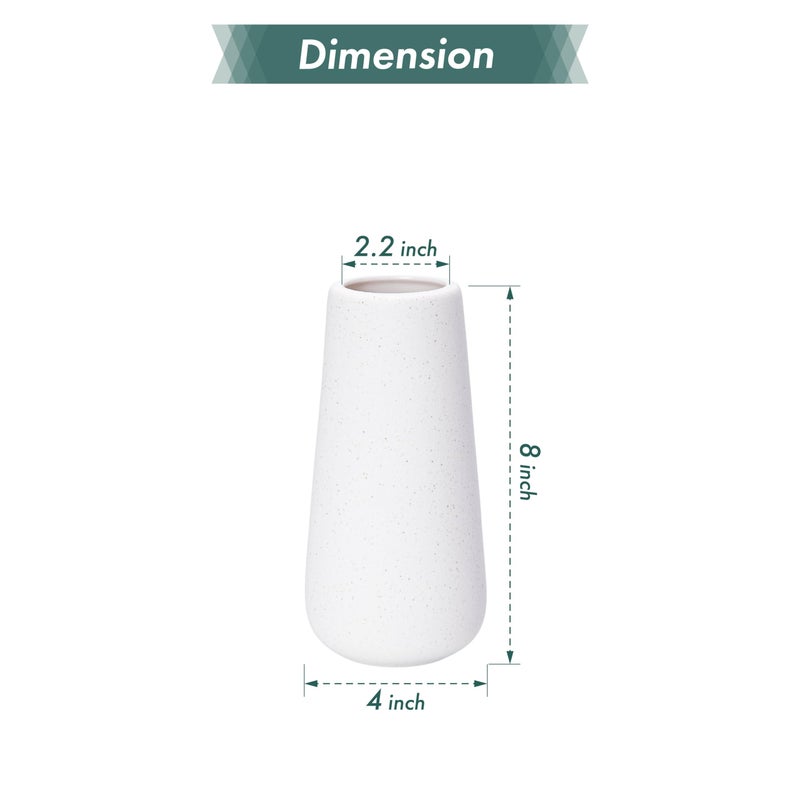 د'يفين ديف D'Vine Dev 8 Inch Ceramic Flower Vase Minimalist Design for Home D؟ Cor Fireplace Bedroom Room Centerpieces Centerpices Office Box Packedged White VS-XH-8SW - Image 3