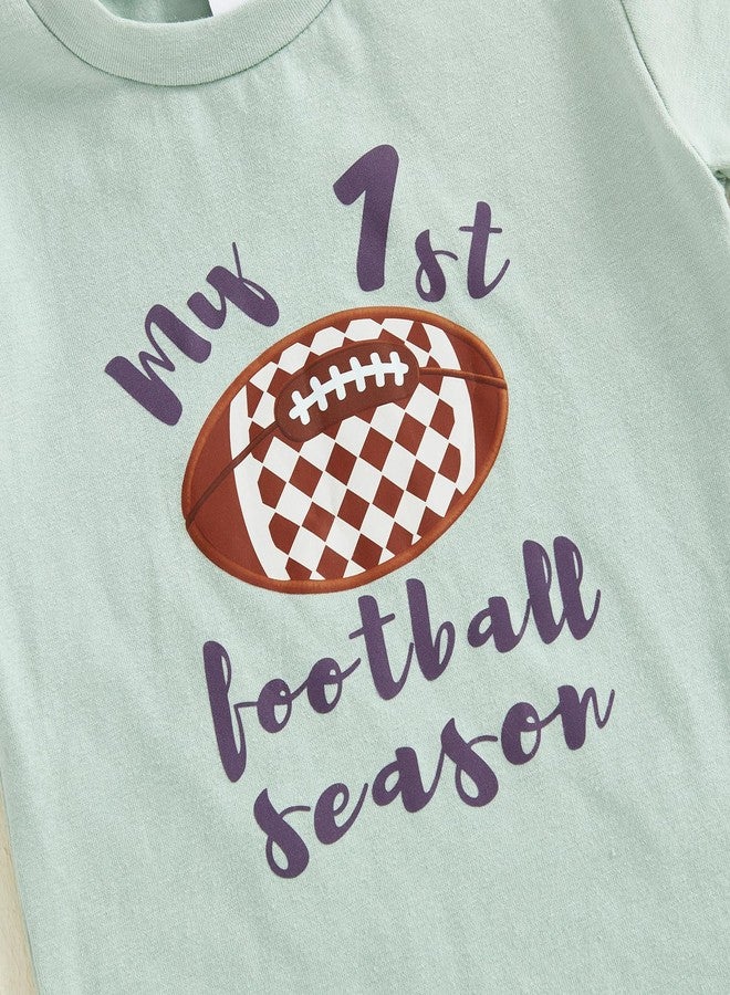 Douhoow Baby Boy Football Outfit Rugby Short Sleeve T-shirt Tops Shorts Toddler Boy Summer Clothes 2 Pcs Set (Light Green, 12-18 Months) - Image 3
