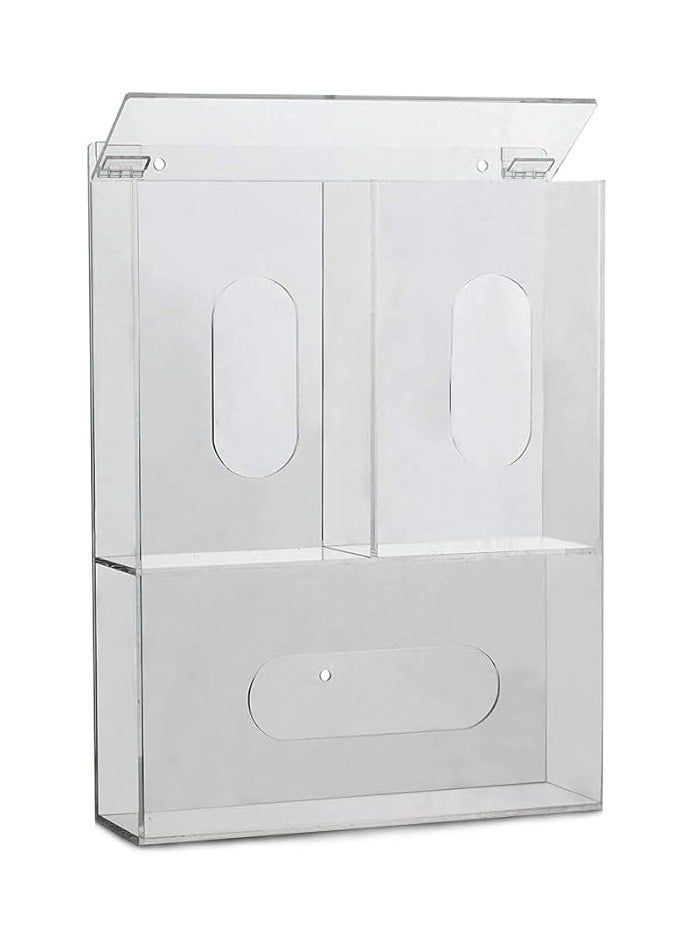 Adamsmed Acrylic Disposable Glove Box Dispenser Holder Triple Glove Rack Face Mask Hairnet Tissue Napkin Dispenser with Lid for Wall Mount Organizer for Food Service, Lab, Medical Office - Image 2