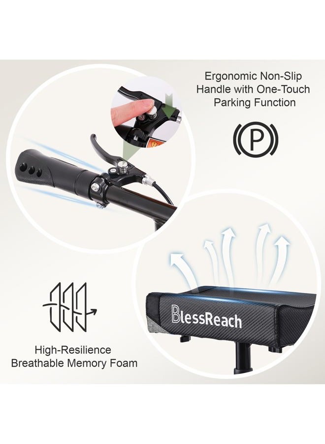 BlessReach Knee Scooter, 300lbs Capacity, 13" Big PU Seat, Disc Brake Knee Walker, All Terrain Foldable Knee Scooter Walker with Bag for Foot Injuries Compact Crutches Alternative (Champagne) - Image 5