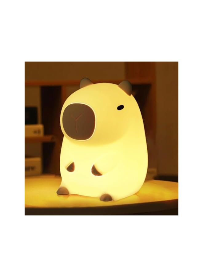 The Bros Cute Capybara Night Light for Kids, Rechargeable Dimmable Kids Nightlight, Silicone LED Lamp Nursery Nightlight with Timer & Touch Control for Bedrooms Living Room Cute Room Decor Birthday (KAPIBALA) - Image 2