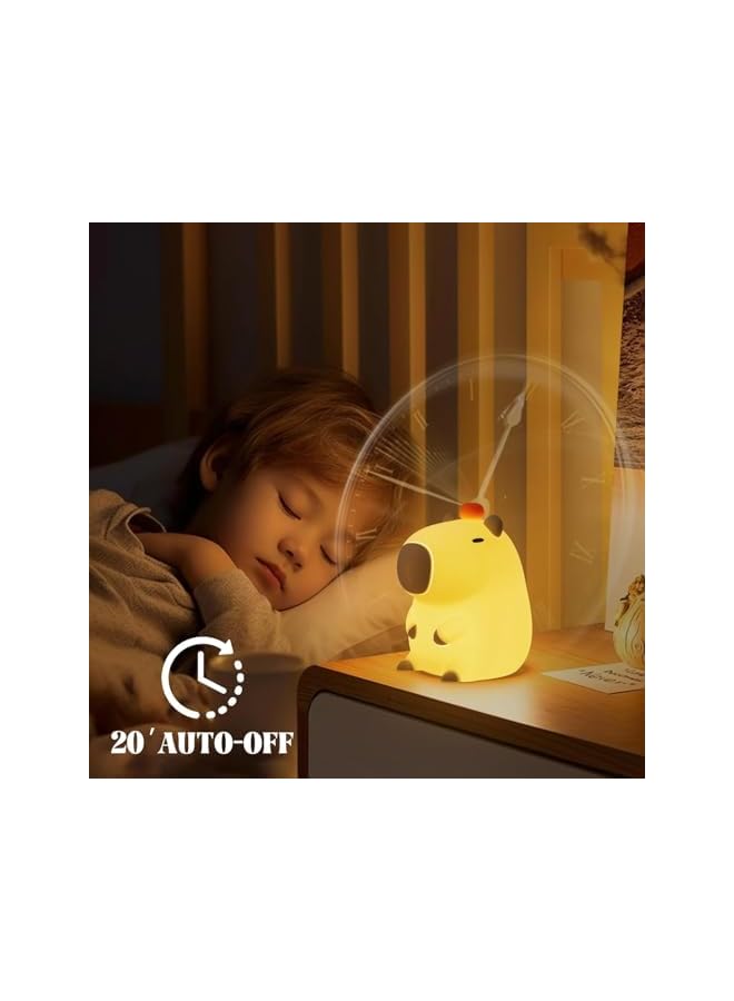 The Bros Cute Capybara Night Light for Kids, Rechargeable Dimmable Kids Nightlight, Silicone LED Lamp Nursery Nightlight with Timer & Touch Control for Bedrooms Living Room Cute Room Decor Birthday (KAPIBALA) - Image 5