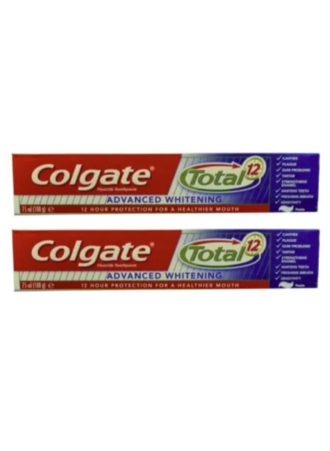 Colgate Two tubes of Total 12 Advanced Whitening Toothpaste 75 ml. - Image 1