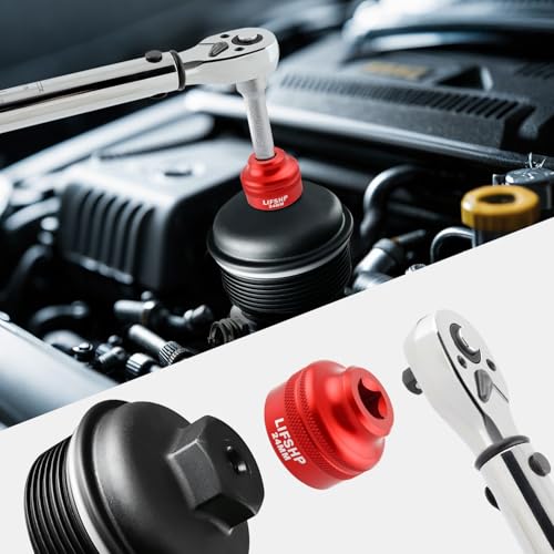 LIFSHP 24MM Oil Filter Socket,3/8" Drive For BMW,Chrysler,Chevy,Dodge,and Other Vehicles Oil/Fuel Filter Removal Tool-Red - Image 3