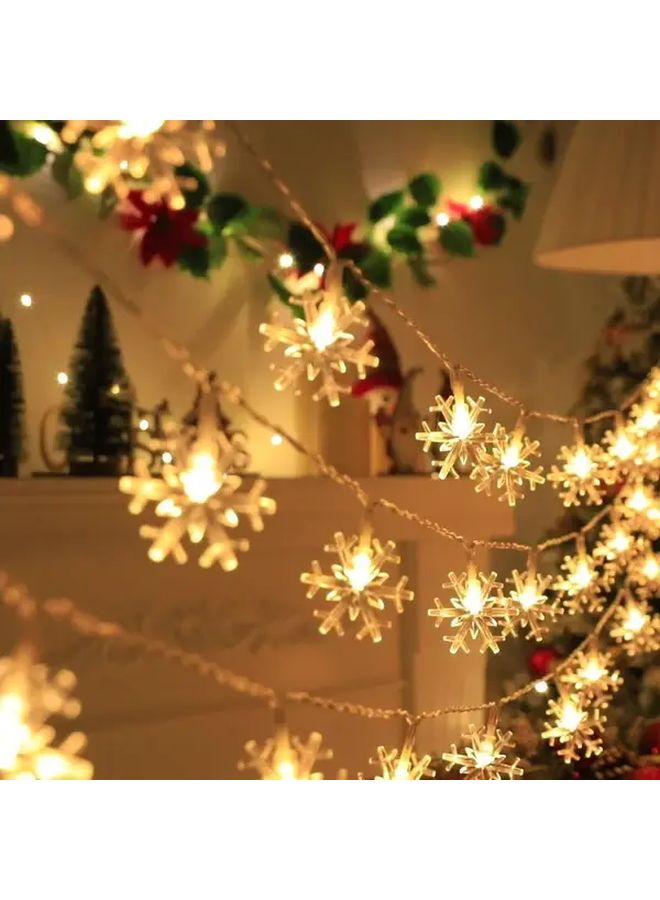 أضواء الجنية ندفة الثلج البيضاء 6 أمتار 40 لمبة تعمل بالبطارية زينة بتوهج دافئ - Image 3