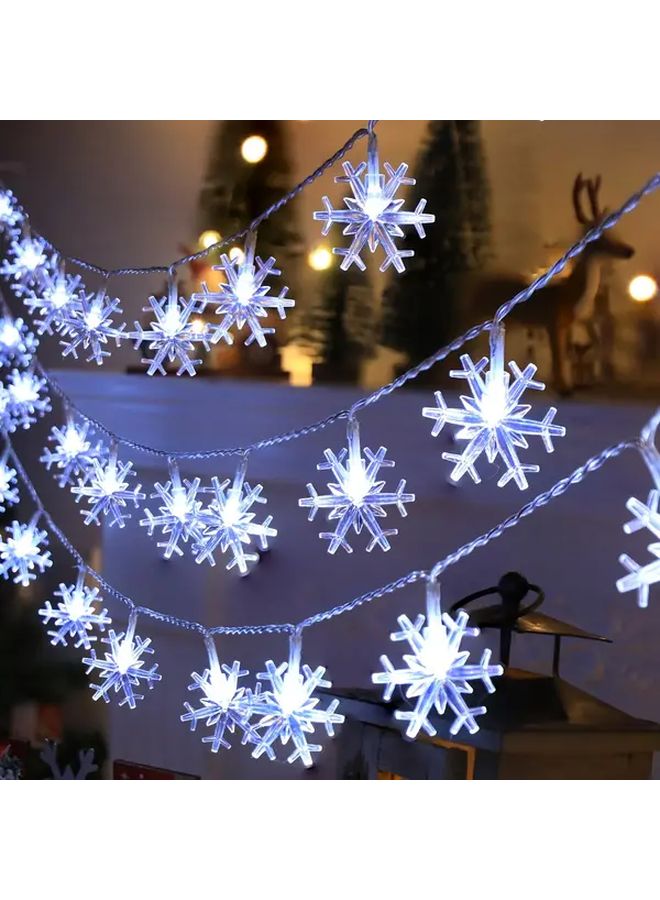 أضواء الجنية ندفة الثلج البيضاء 6 أمتار 40 لمبة تعمل بالبطارية زينة بتوهج دافئ - Image 1