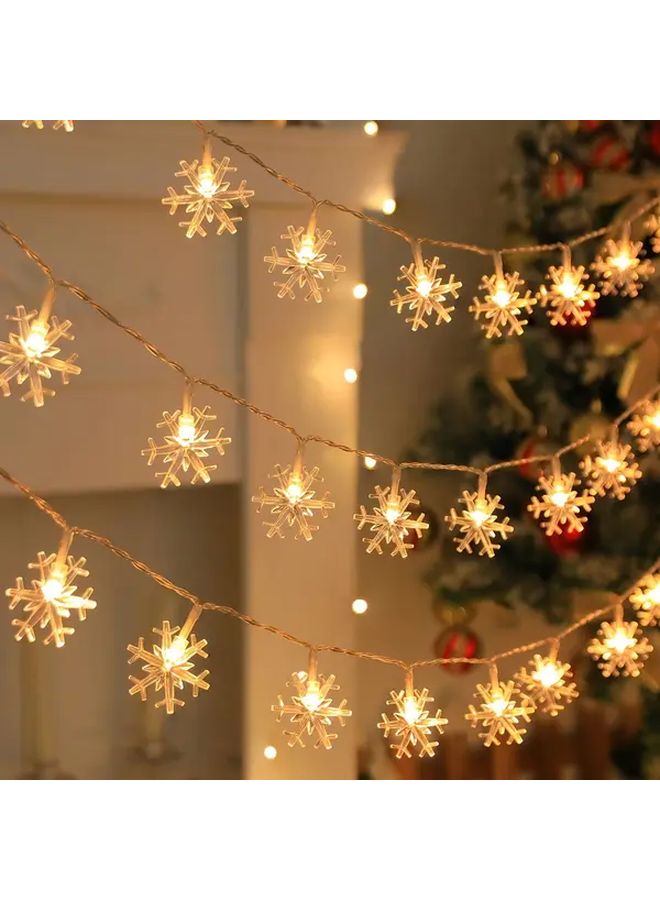 أضواء الجنية ندفة الثلج البيضاء 6 أمتار 40 لمبة تعمل بالبطارية زينة بتوهج دافئ - Image 2