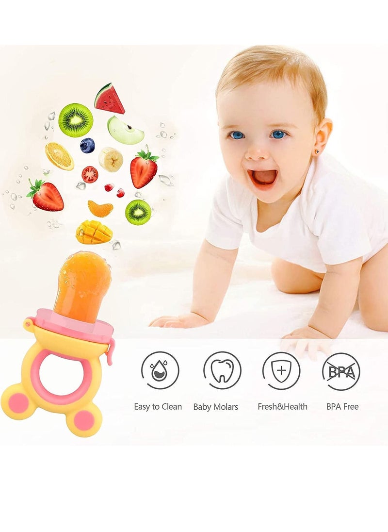 Y&D Baby Fruit Food Feeder Pacifier, 4 Piece Fresh Feeders, Teething Toys, Silicone Feeders and Gum for Safe Self Feeding, BPA Free Toys  - Image 3