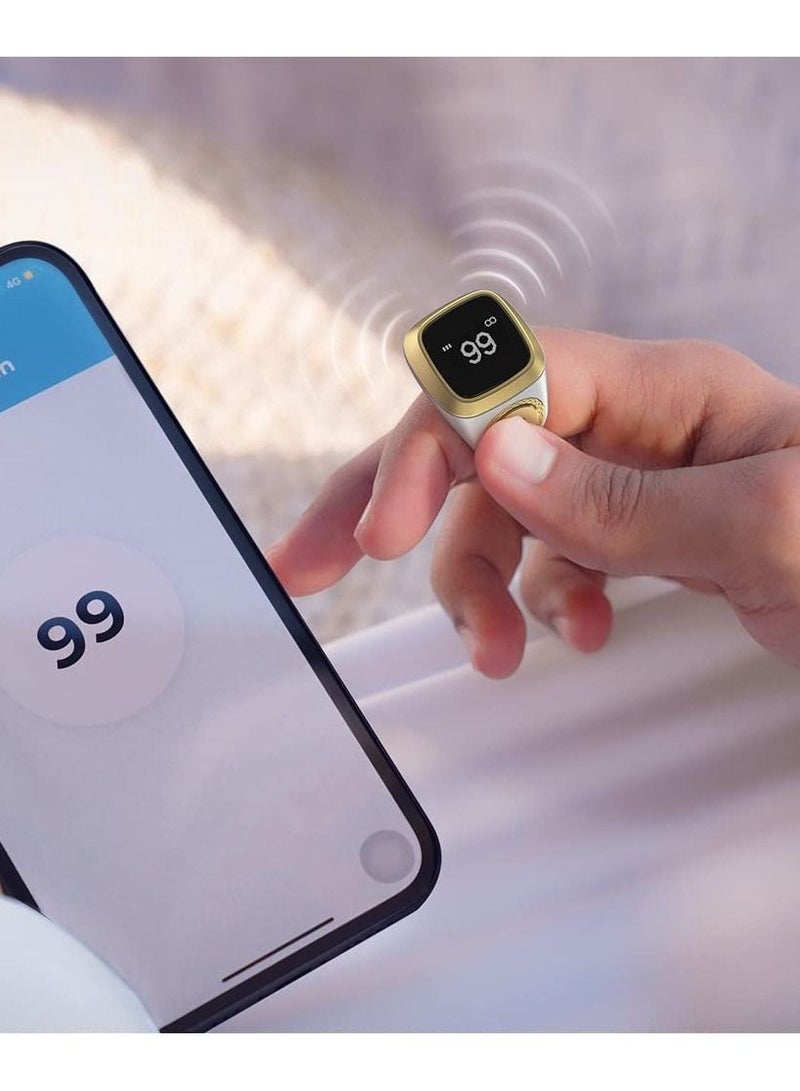 IQibla Zikr lite Smart Tasbih Tally Counter Aluminum Ring Zikr Digital Tasbih 5 Prayer Time Reminder Bluetooth  rose Gold 18mm - Image 4