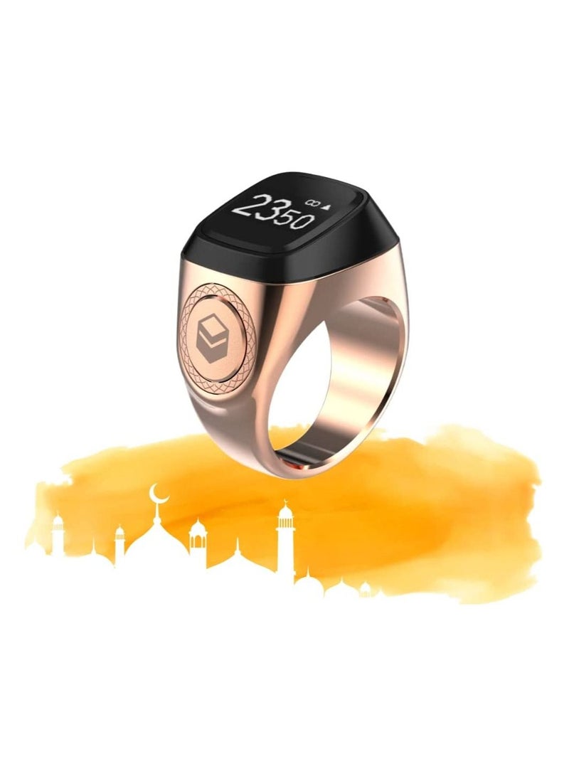 IQibla Zikr lite Smart Tasbih Tally Counter Aluminum Ring Zikr Digital Tasbih 5 Prayer Time Reminder Bluetooth  rose Gold 18mm - Image 1
