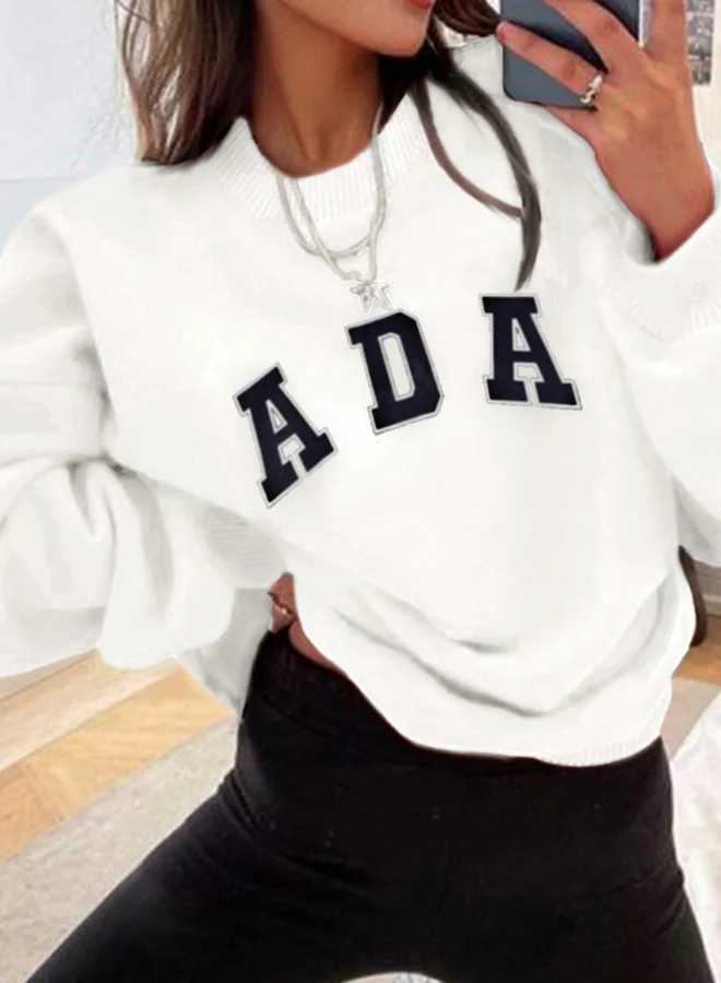 Take Two White Girls Letter Print Long Sleeve Sweatshirt for Women | Best Price UAE