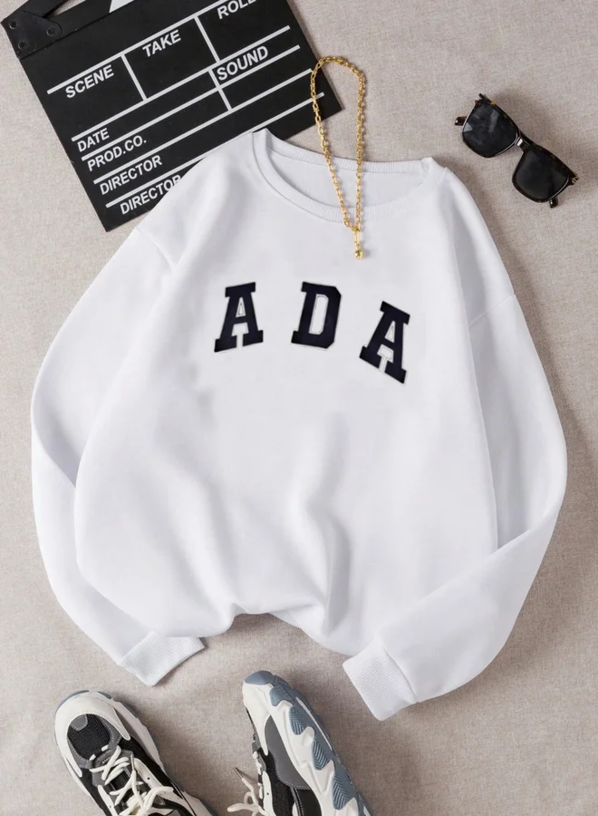 Take Two White Girls Letter Print Long Sleeve Sweatshirt for Women | Best Price UAE