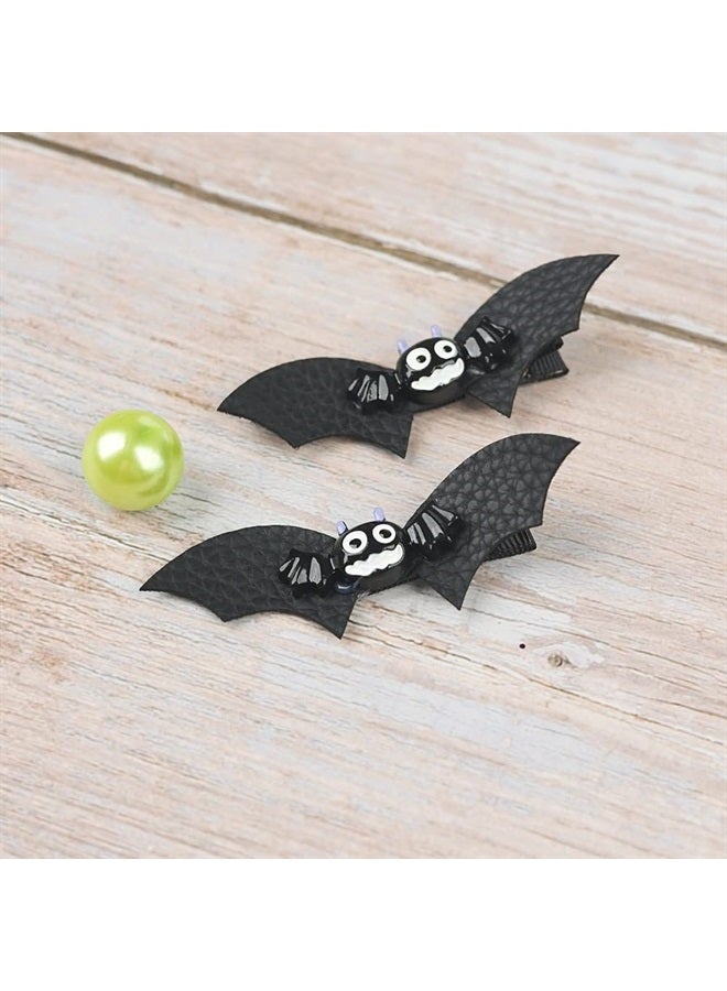 Love Sweety Baby Rose Halloween Headband Infant Pumpkin Hairband Bow Hair Clips (2pc Clips-Bat Wing) - Image 5