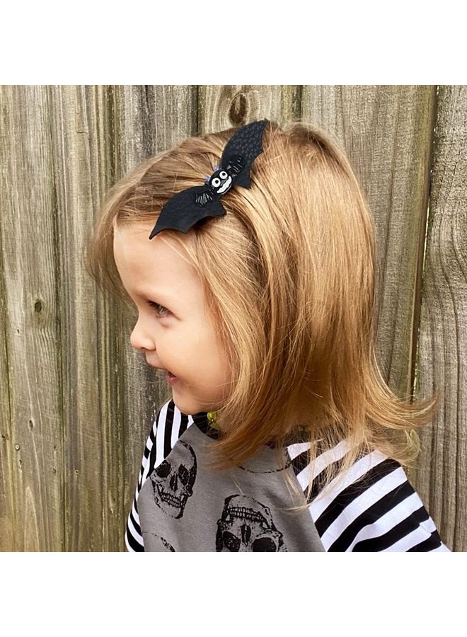 Love Sweety Baby Rose Halloween Headband Infant Pumpkin Hairband Bow Hair Clips (2pc Clips-Bat Wing) - Image 2