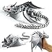 LehuoMaker 3D Printed Dragon with Wings Fidget Dragon Toys 3D Printed Animals Flexible Articulated Winged Crystal Dragon ModelHome Office Decor Desktop PetSilk Silver - Image 2