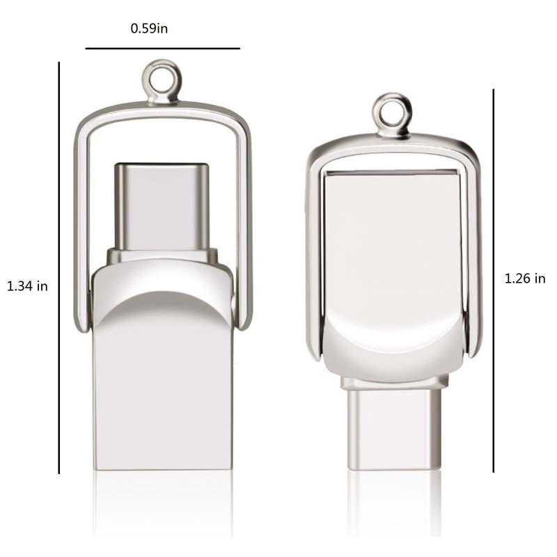 محرك ذاكرة فلاش USB C بأبعاد 1.34 × 0.59 × 0.18 بوصة - جهاز تخزين محمول - محرك ذاكرة USB مزدوج للهواتف الذكية الأندرويد والأجهزة الحاسوبية - Image 2