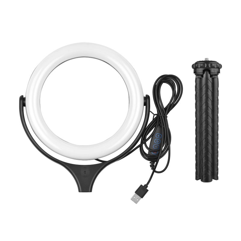6-inch Video Streaming LED Ring Light Bi-color 3000K-6500K 10-level Brightness Dimmable USB Powered with Table Tripod for Video Live Makeup Online Teaching - Image 3