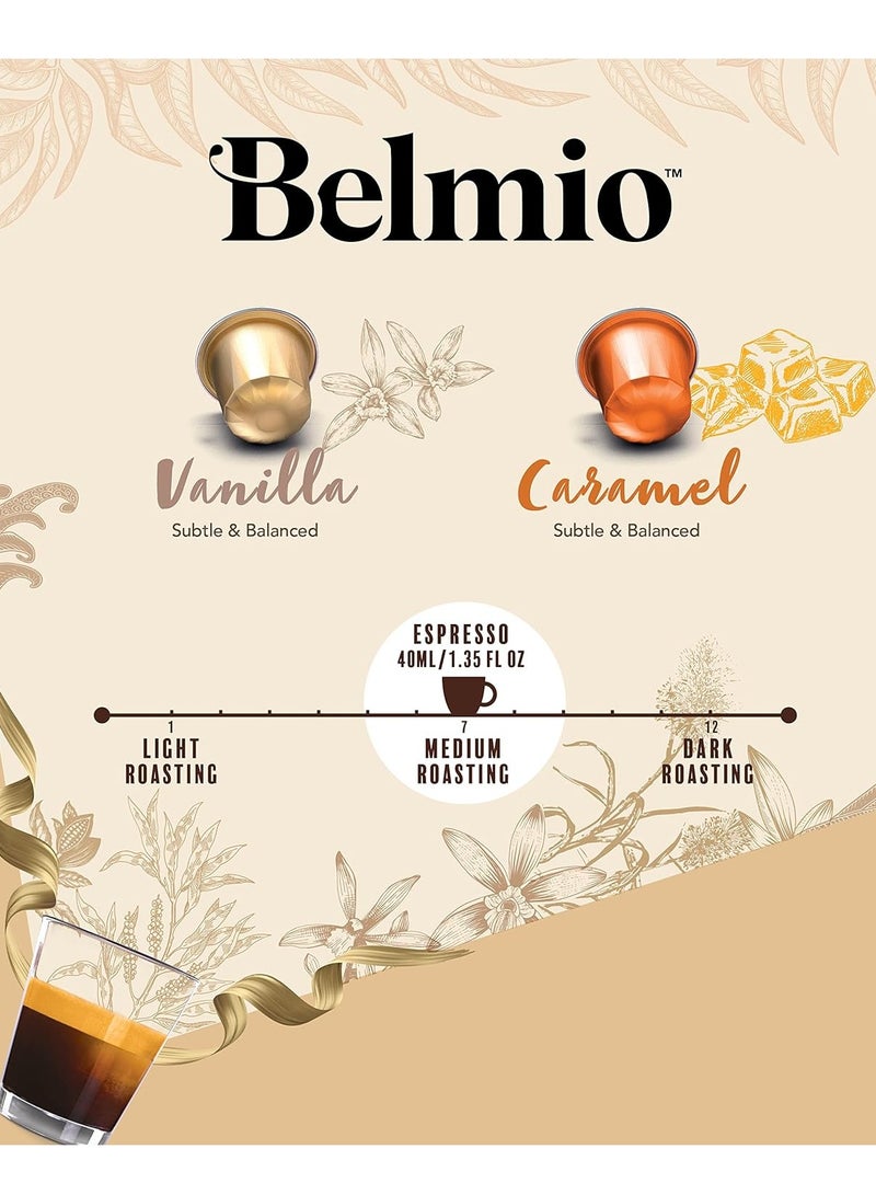 Belmio Coffee Capsules, Flavor Discovery Pack, Vanilla and Caramel, 20 count, Aluminum Compatible Capsules. - Image 4