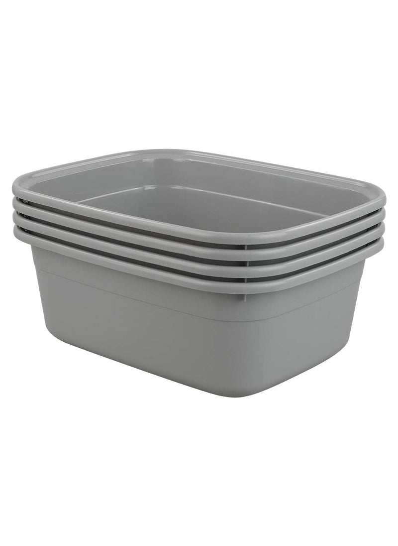Teyyvn Teyyvn Plastic 14 Quart Dish Pan Pack for 4 Plastic Rectangular Wash Basin 