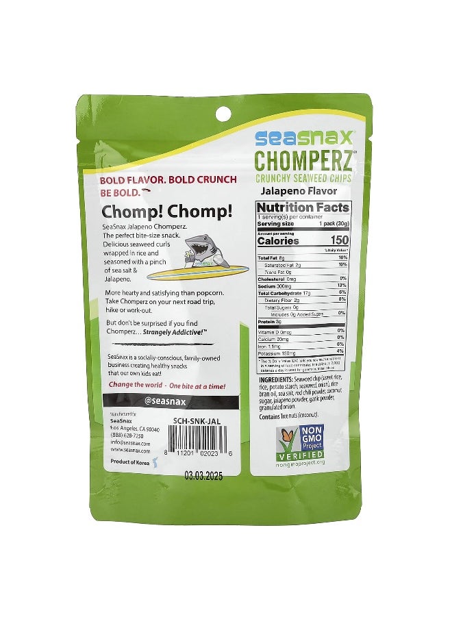 seasnax - SeaSnax, Chomperz®, Crunchy Seaweed Chips, Jalapeno, 1 oz (30 g) - Image 1