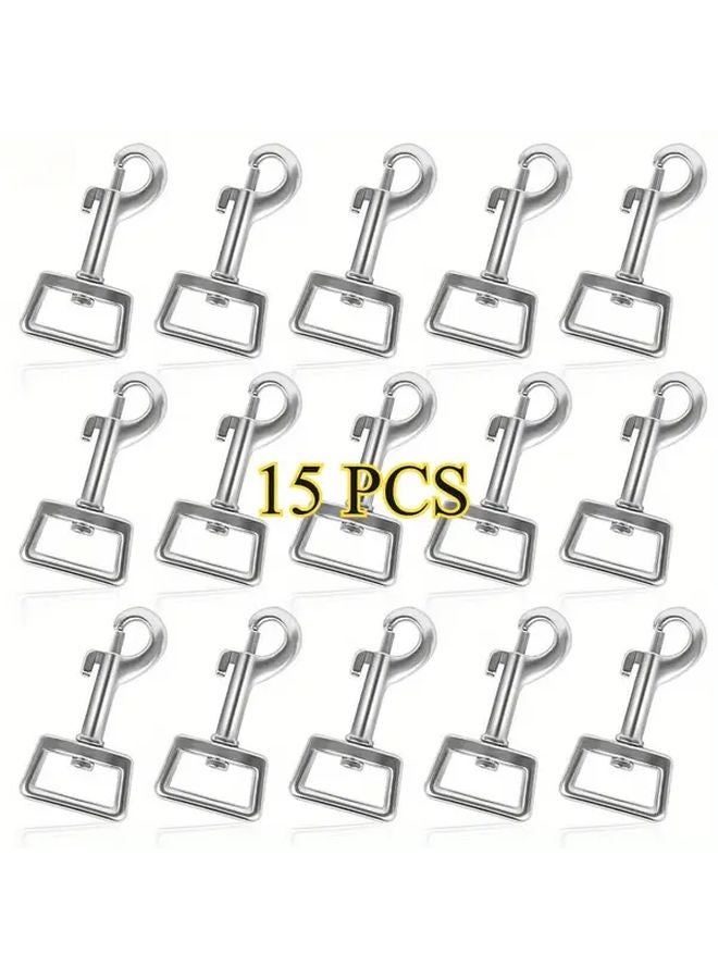 15 قطعة من خطافات الربط الدوارة الفضية من الفولاذ المقاوم للصدأ مقاس 65 مم لروابط الكلاب - Image 2