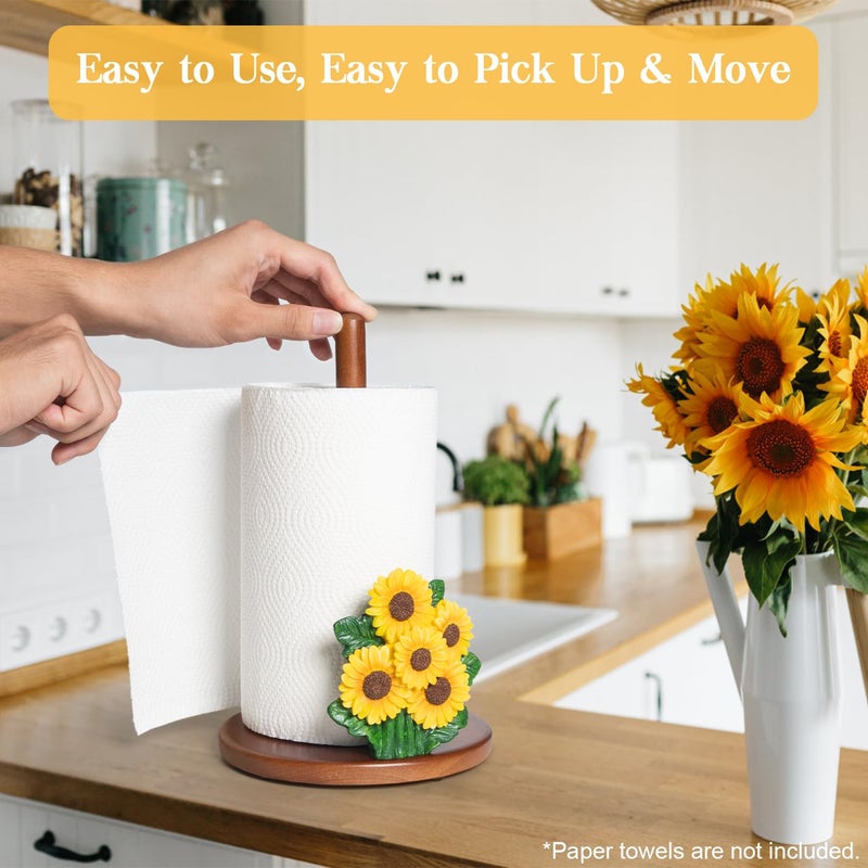 YLOVAN Sunflower Paper Towel Holder Sunflower Kitchen Decor Accessories Gift for Women Yellow Cute Paper Towels Holder Decorative Stand Countertop Vintage Country Rustic Farmhouse Decor Kitchen Counter House - Image 5