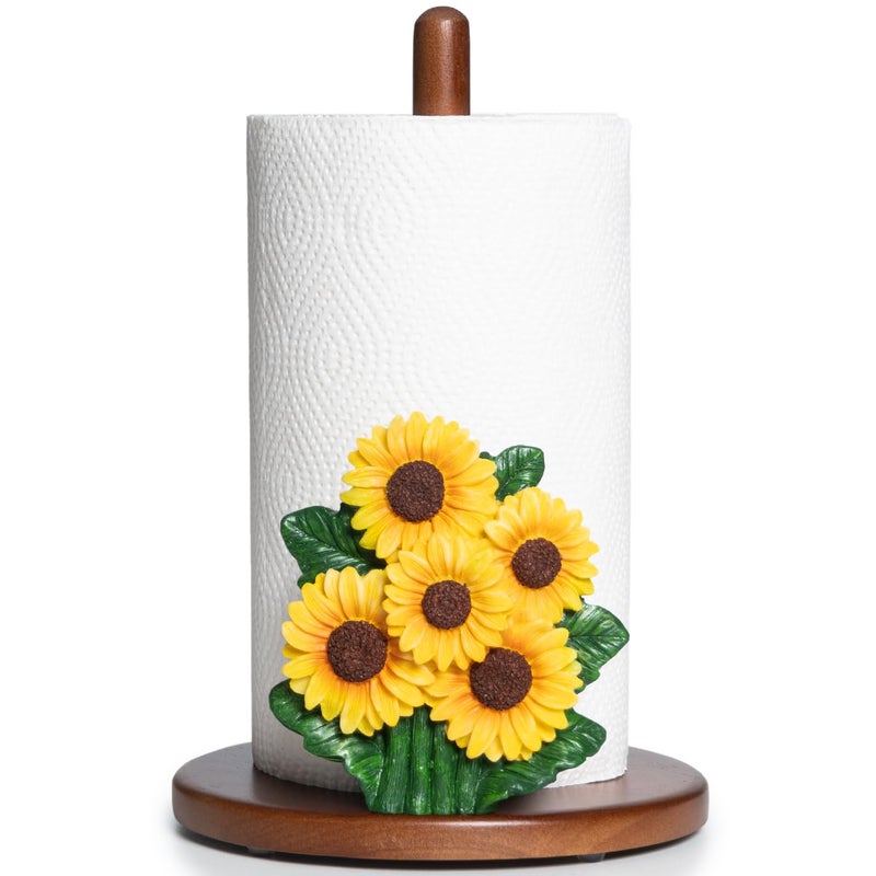 YLOVAN Sunflower Paper Towel Holder Sunflower Kitchen Decor Accessories Gift for Women Yellow Cute Paper Towels Holder Decorative Stand Countertop Vintage Country Rustic Farmhouse Decor Kitchen Counter House - Image 1
