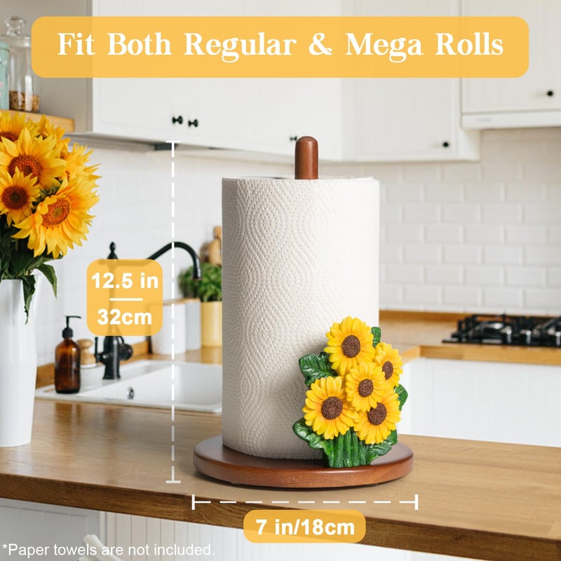 YLOVAN Sunflower Paper Towel Holder Sunflower Kitchen Decor Accessories Gift for Women Yellow Cute Paper Towels Holder Decorative Stand Countertop Vintage Country Rustic Farmhouse Decor Kitchen Counter House - Image 2