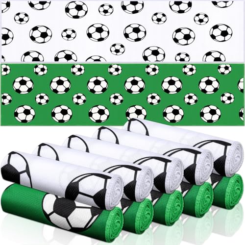 FuWeave 12 Pcs Sports Cooling Towels Baseball Basketball Softball 30 x 9 Inch Breathable Soccer Football Volleyball Microfiber Ice Towel Fast Drying for Party Favors Team GiftWhite Soccer - Image 1