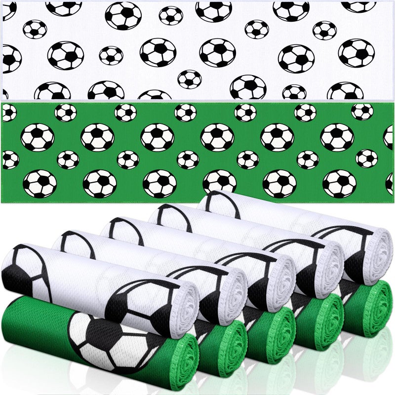 FuWeave 12 Pcs Sports Cooling Towels Baseball Basketball Softball 30 x 9 Inch Breathable Soccer Football Volleyball Microfiber Ice Towel Fast Drying for Party Favors Team GiftWhite Soccer - Image 2