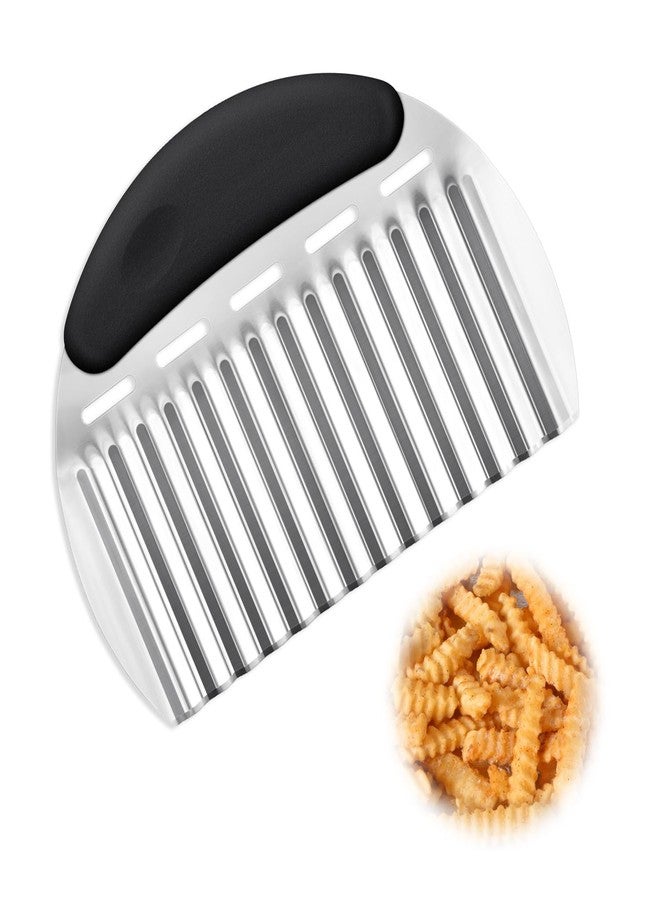Bilkeru 1 Pcs Stainless Steel Potato Crinkle Cutter French Fry Cutter Large Crinkle Cutter Wavy Slicer Cutting Chopping Tool for Fruits, Vegetable, Carrot, Potatoes, Onions (Black) - Image 1
