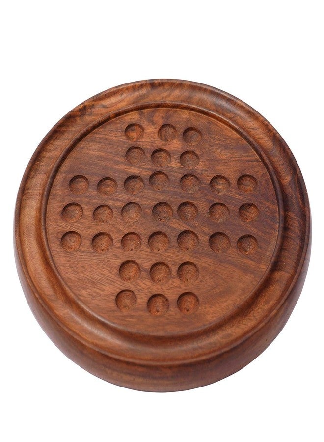 TOOLARTâ„¢ Wooden Solitaire Board Game in with Glass Marbles Brain-vita Unique Game 9" - Best Gift for Kids, Teens & Adults Made in India (RH_Solitaire_4) - Image 2