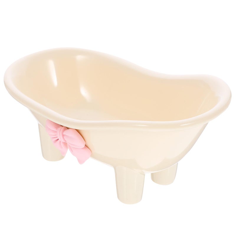 Self Draining Soap Dish with Bowknot Design Cream White Bathroom Shower Tray - Image 2