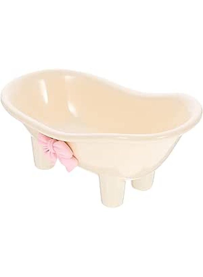 Self Draining Soap Dish with Bowknot Design Cream White Bathroom Shower Tray - Image 1