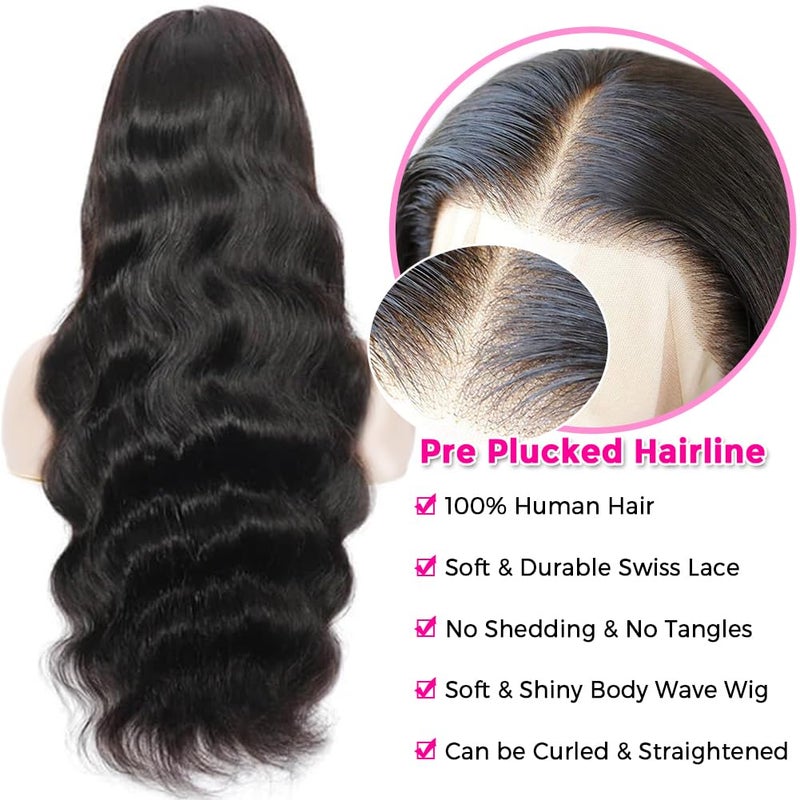 Pizazz Body Wave Lace Front Wigs Human Hair Pre Plucked with Baby Hair 180 Density Glueless Human Hair Wigs for Women 13x4 HD Transparent Lace Front Wigs with Natural Hairline(26 Inch) - Image 4