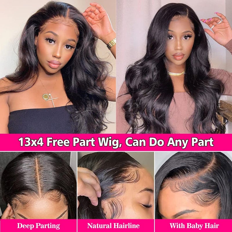 Pizazz Body Wave Lace Front Wigs Human Hair Pre Plucked with Baby Hair 180 Density Glueless Human Hair Wigs for Women 13x4 HD Transparent Lace Front Wigs with Natural Hairline(26 Inch) - Image 3