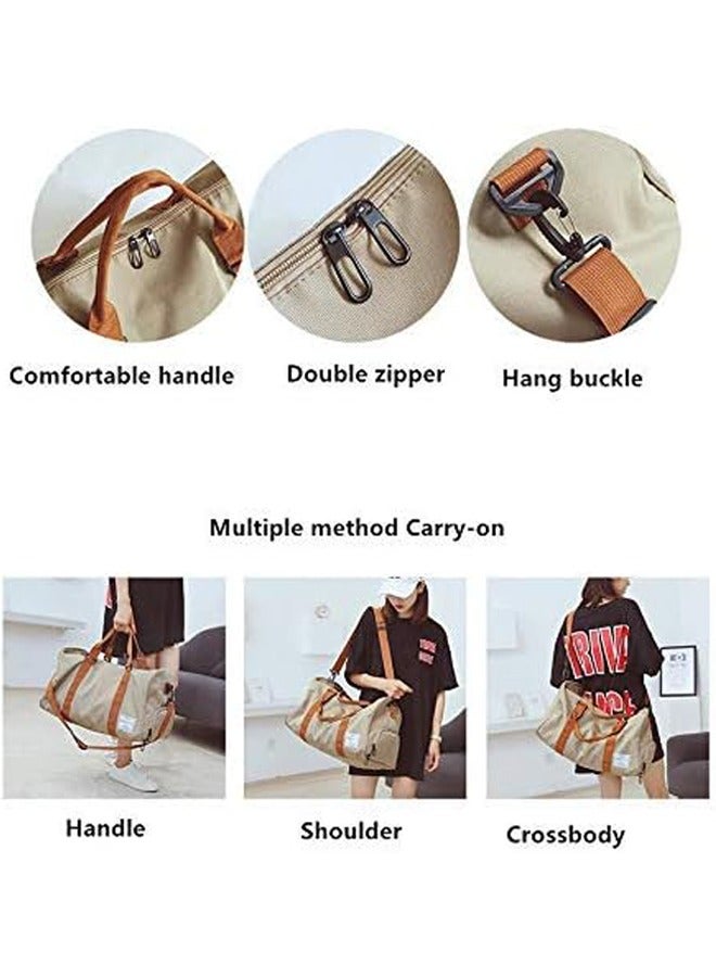 Travel Duffel Bag,Large Capacity Yoga Gym Bag,Durable Duffle Sports Bag with Shoes Compartment,Tote Bag for Men and Women(Kahki)  - Image 2