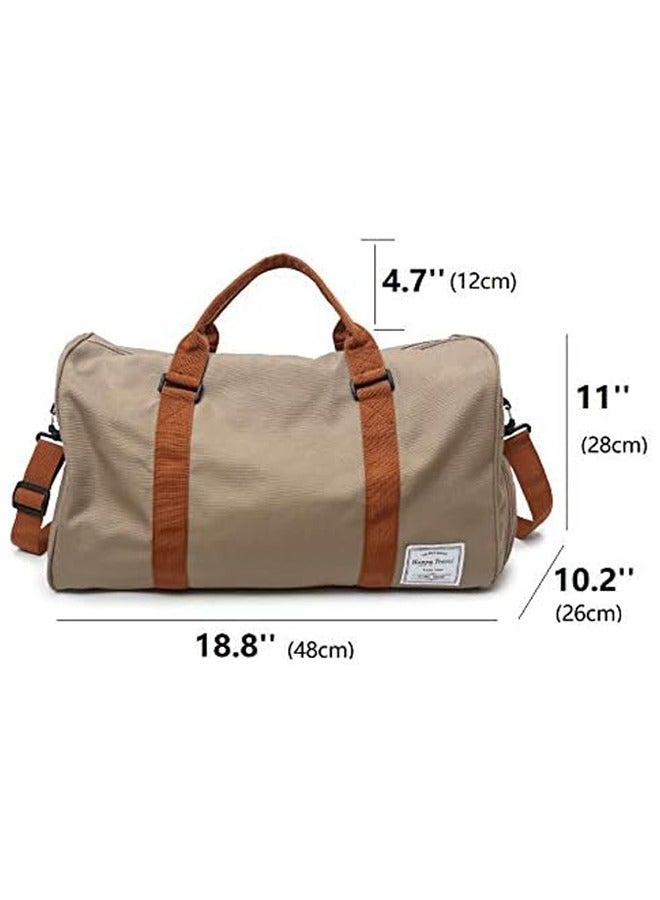 Travel Duffel Bag,Large Capacity Yoga Gym Bag,Durable Duffle Sports Bag with Shoes Compartment,Tote Bag for Men and Women(Kahki)  - Image 3