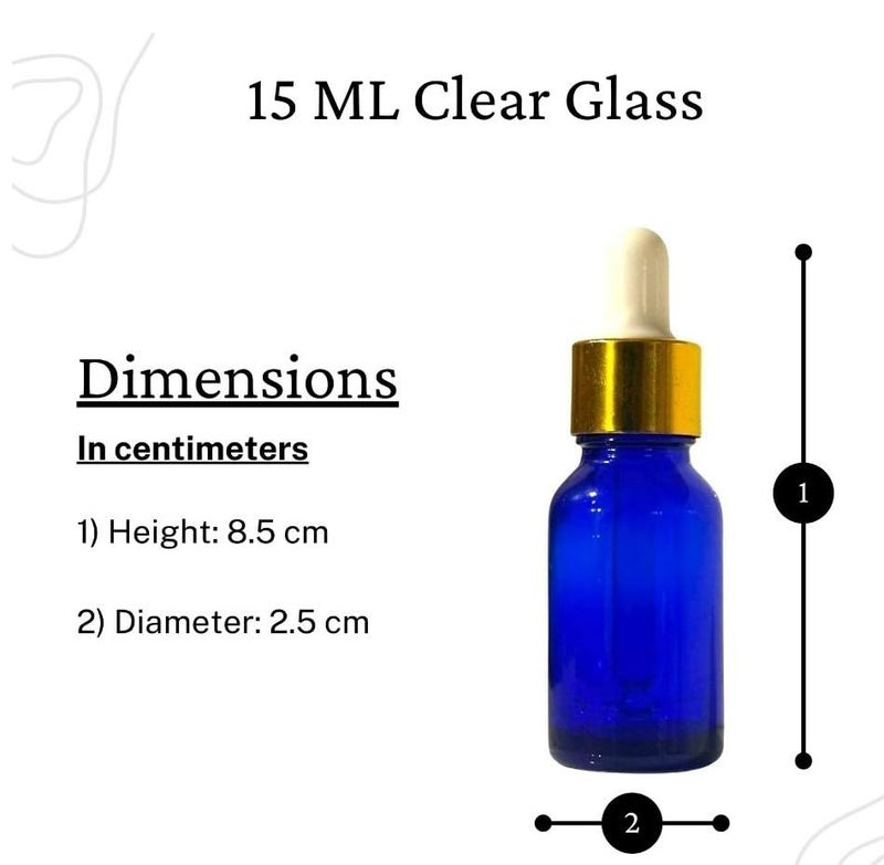 VOW 15 ML Blue Round Empty Glass Bottle Glass Dropper Gold Ring Silicone White Teat Refillable Reusable Leak Proof for Essential Oils PerfumesPack of 24 - Image 4