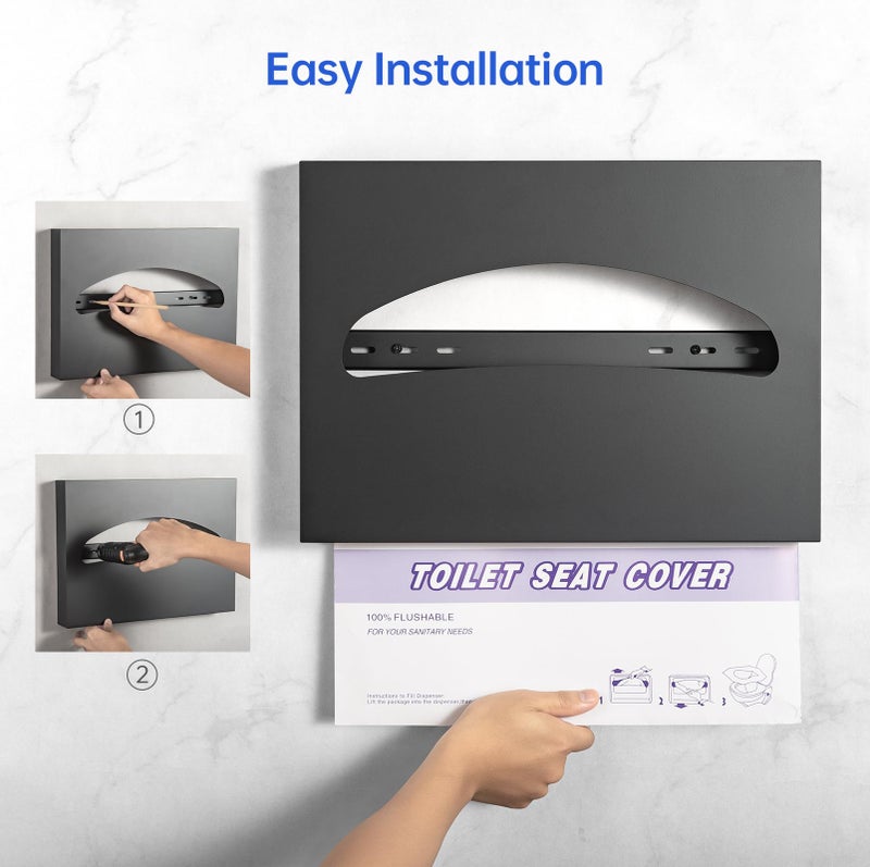 Gorlary Toilet Seat Cover Dispenser Wall Mounted Stainless Steel Matte Black - Image 3